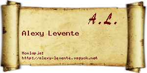 Alexy Levente névjegykártya